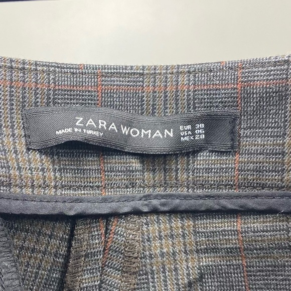 ZARA Plaid Straight Gray Dress Pants 6 - Picture 3 of 3